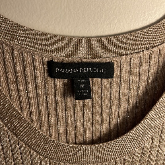 Banana Republic Metallic Scoop Neck Sweater Midi Dress Women’s Tan US Size MP - Picture 7 of 11